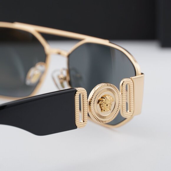 Versace VE2287 100287 Rectangle Sunglasses – Gold/Grey main image 4
